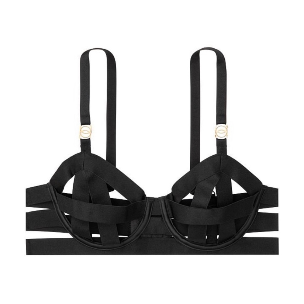 Victoria’s Secret Black VERY SEXY
Unlined Strappy Demi Bra 32DD